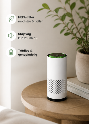 Trådløs Luftrenser med HEPA-filter – Støjsvag til 15 m²